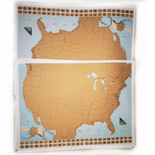 Carte à gratter des États-Unis en papier couché 250g et carte à gratter de taille 61*46cm